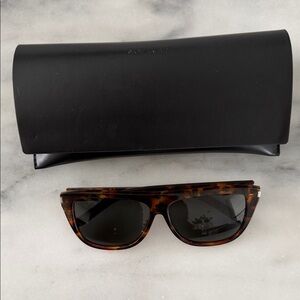 Saint Laurent Tortoiseshell Sunglasses with Black Case